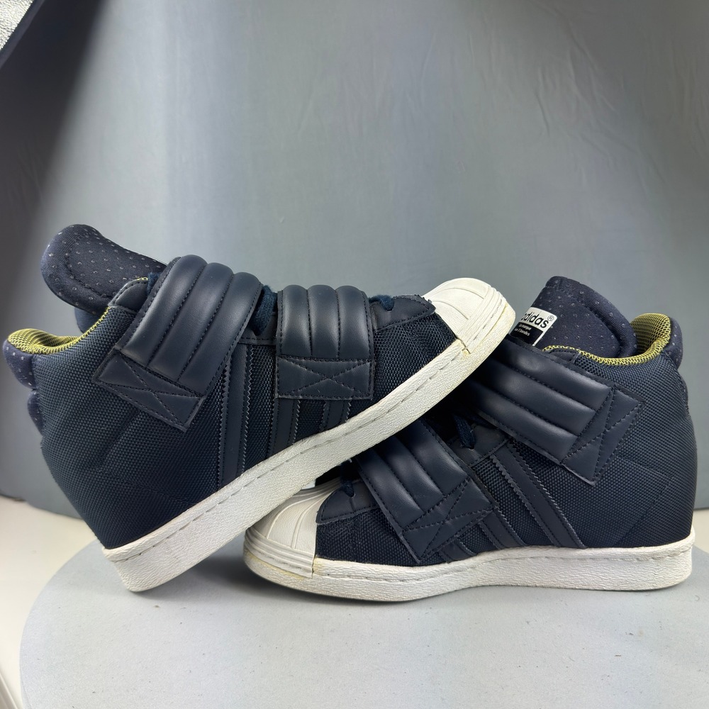 Adidas Superstar Up Strap Womens 7 Navy Blue Hidden Wedge High Top S82794 - Picture 12 of 14